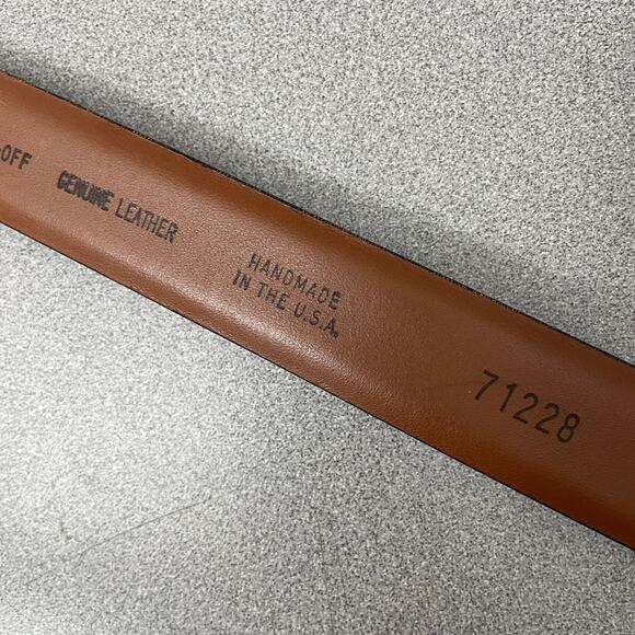 Vtg Crookhorn Brush Off Leather Belt Mens 42 Black Polished Silver Buckle 1.25" - Picture 9 of 10